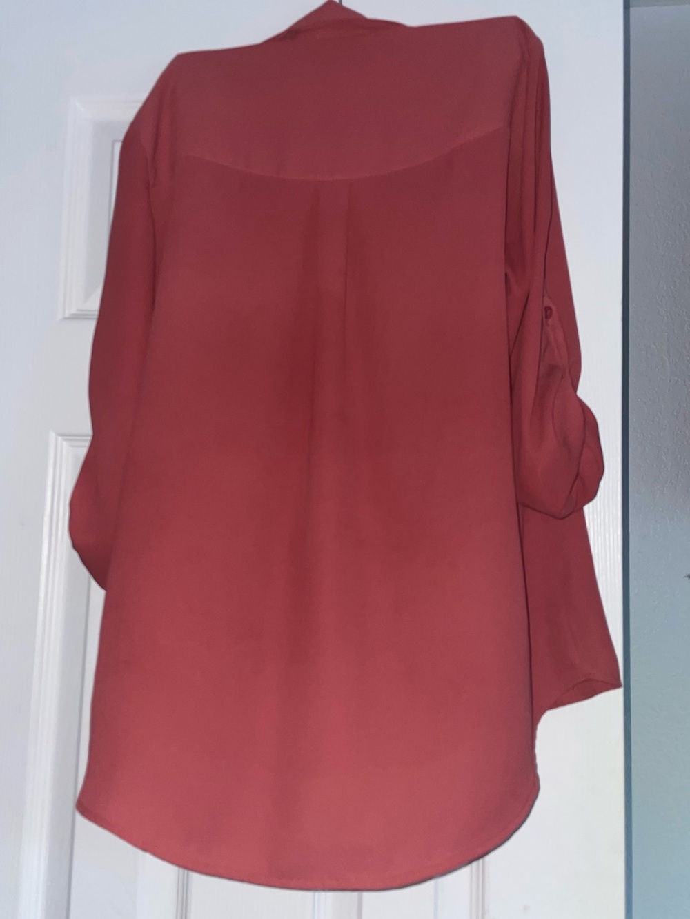 Express Coral Button-Down Blouse small 3/4 sleeve - Picture 3 of 3